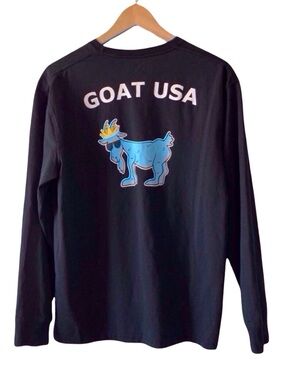GOAT USA Long Sleeve Tee Black Goat Back Graphic Chest Logo Size M